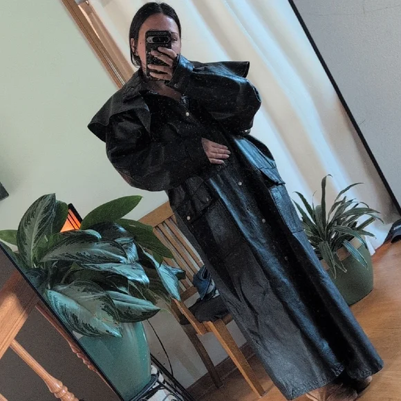 LeatherBiker Trench Coat